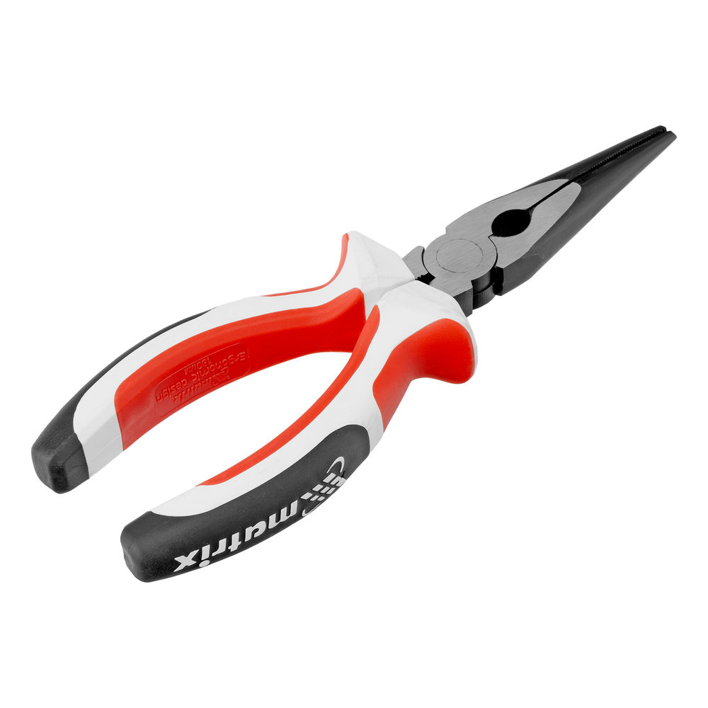 Длинногубцы прямые Premium, 180 мм, трехкомпонентные рукоятки Matrix (17186)