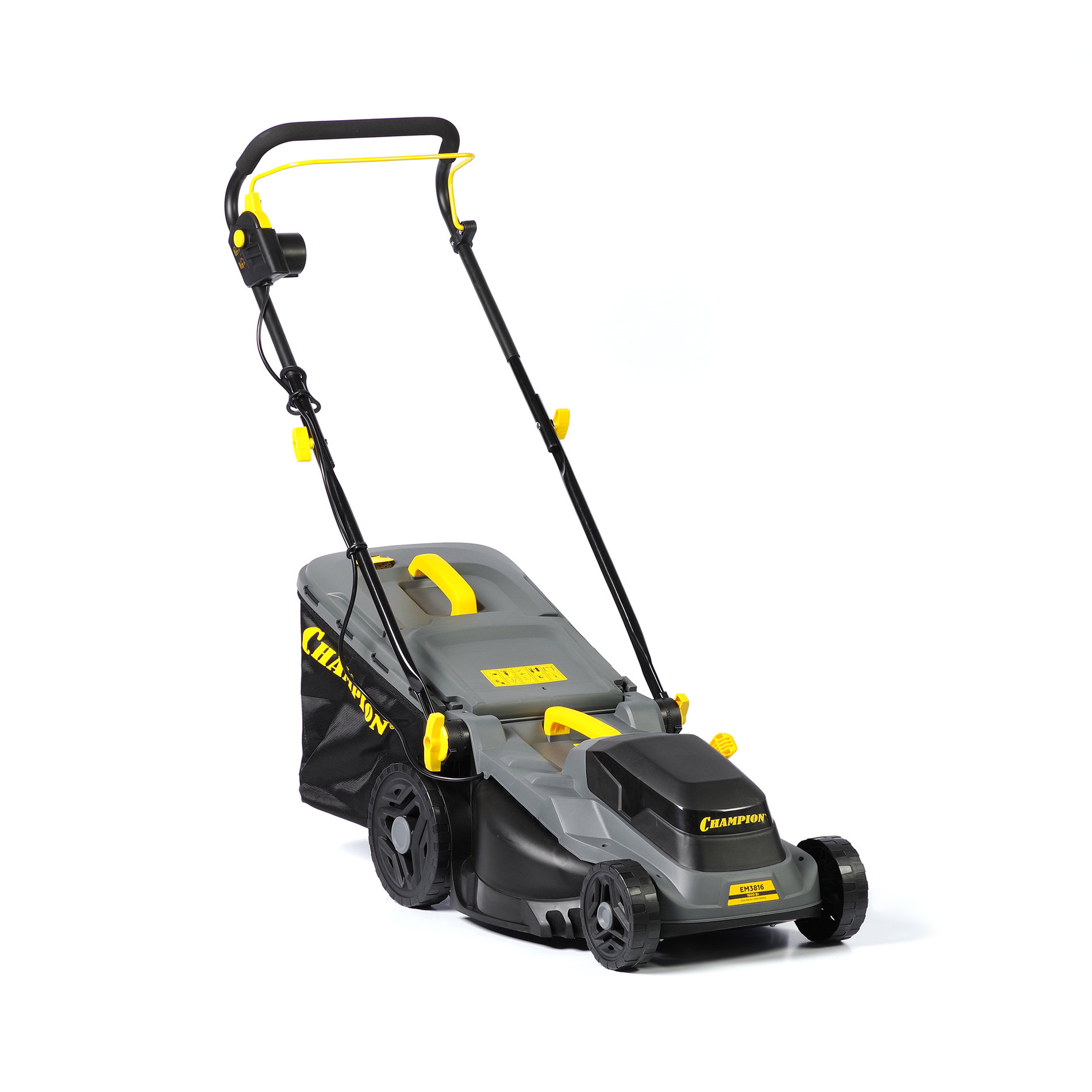 Газонокосилка эл. CHAMPION EM3816 (1,6 кВт пласт.+ткань травосб. 42л ширина 380мм 30-75мм, 11,3кг) (EM3816)