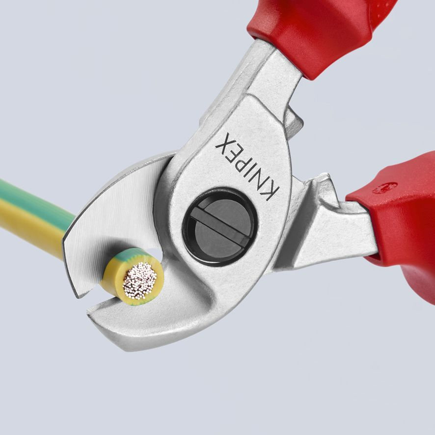 Кабелерез VDE, O 15 мм (50 мм?), длина 165 мм, хром, 2-комп диэлектрические ручки, SB (KN-9516165SB)