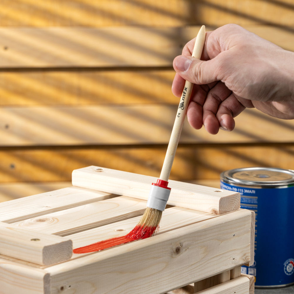 Кисть круглая № 2 (20 мм) натуральная щетина, деревянная ручка MTX (82072)