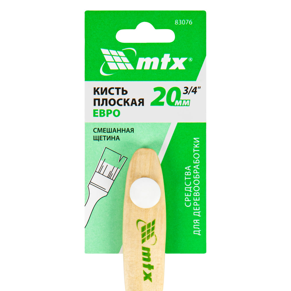 Кисть плоская Евро 3/4, смешанная щетина, деревянная ручка MTX (83076)