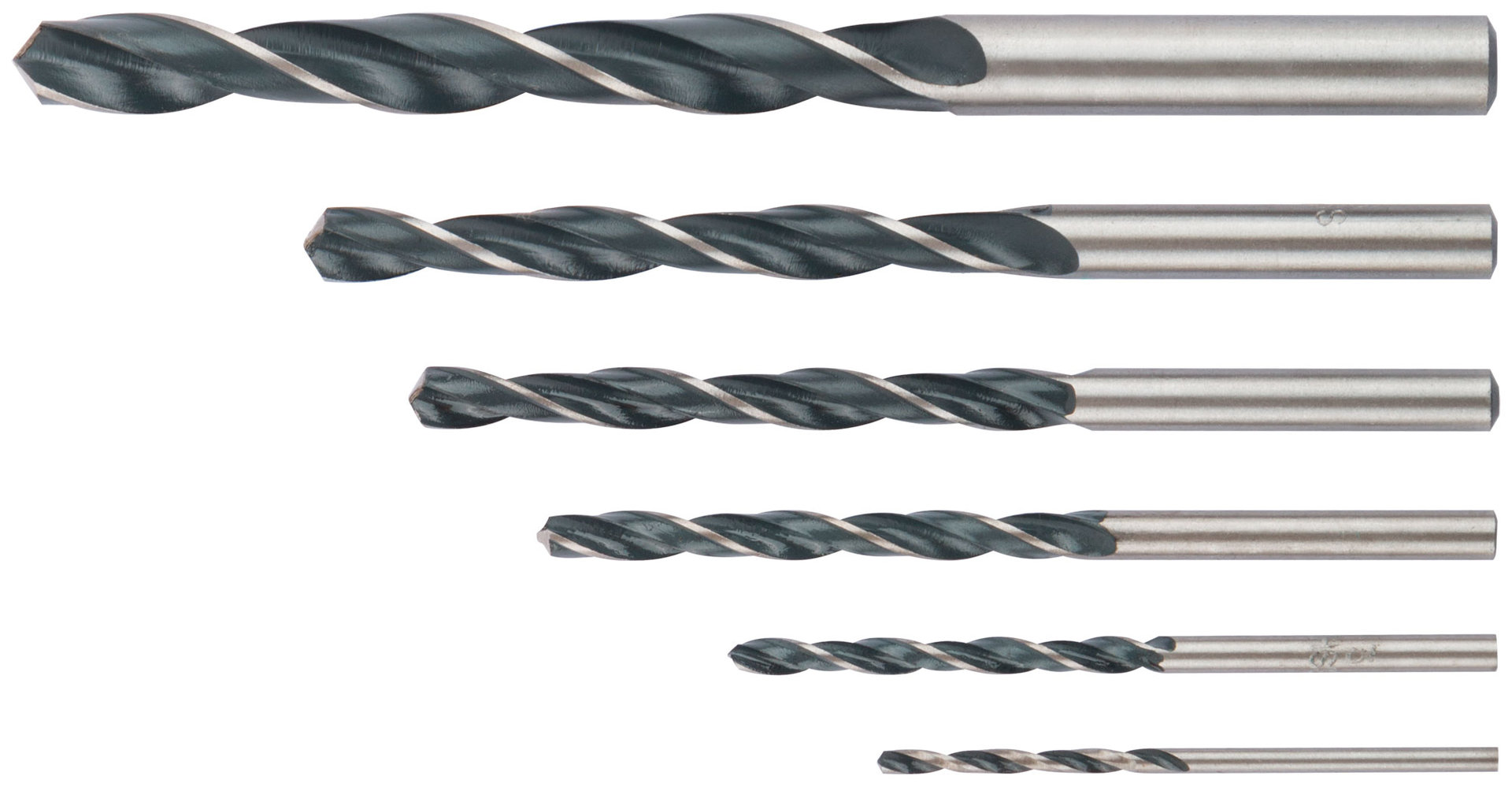 Набор сверл по металлу HSS черненых, 6 шт. (2-3-4-5-6-8 мм) (33853)