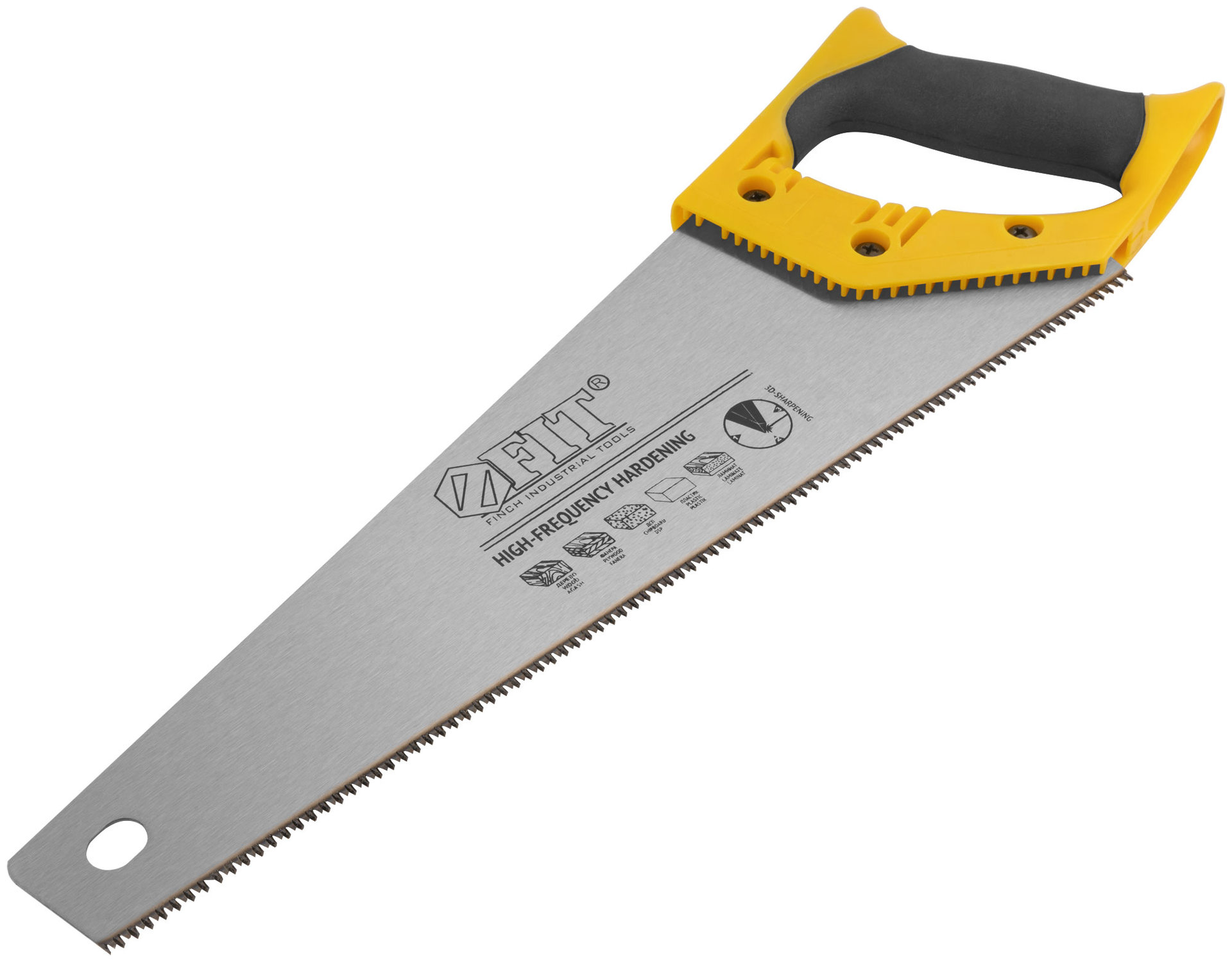 Ножовка по дереву, мелкий каленый зуб 13 ТPI, 3D заточка, пласт.прорезиненная ручка, Профи 350 мм (40473)