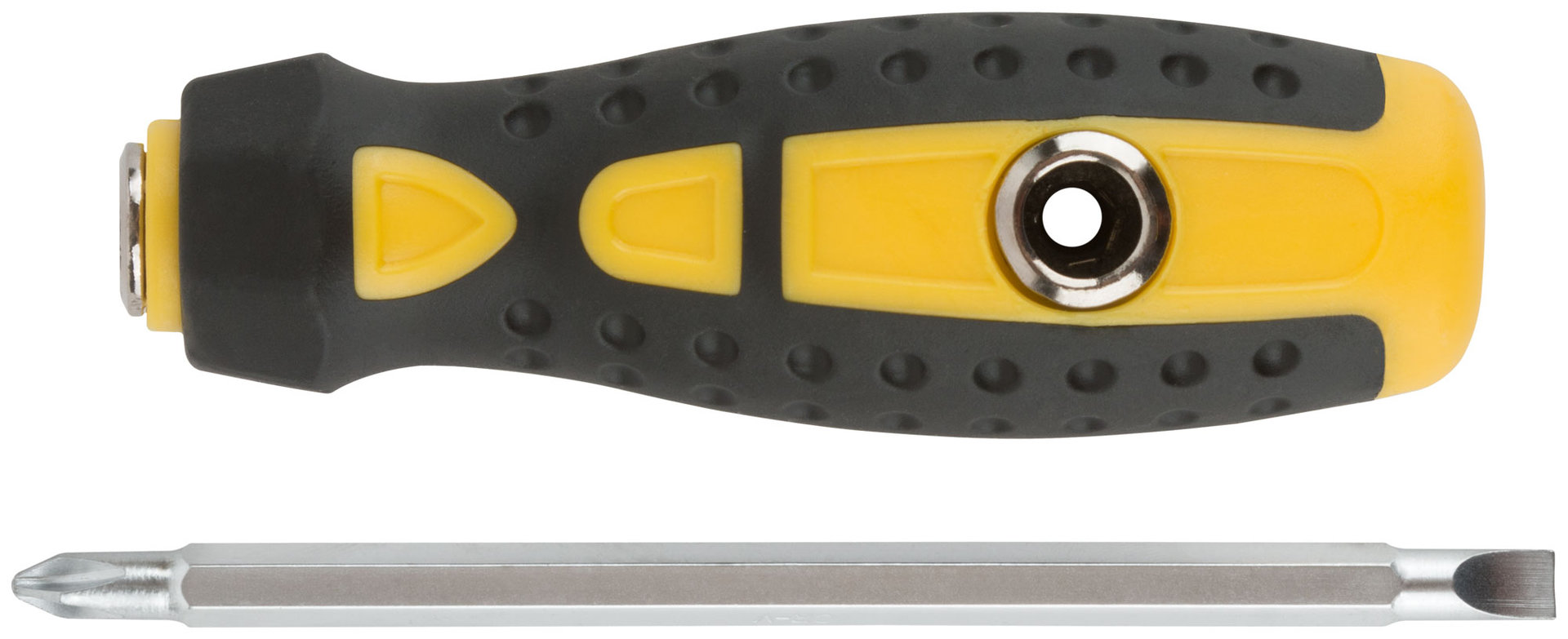 Отвертка с переставным жалом Профи, прямая и Т-обр., CrV сталь, прорезин.ручка, 6х130 мм РН2/SL6 (56230)