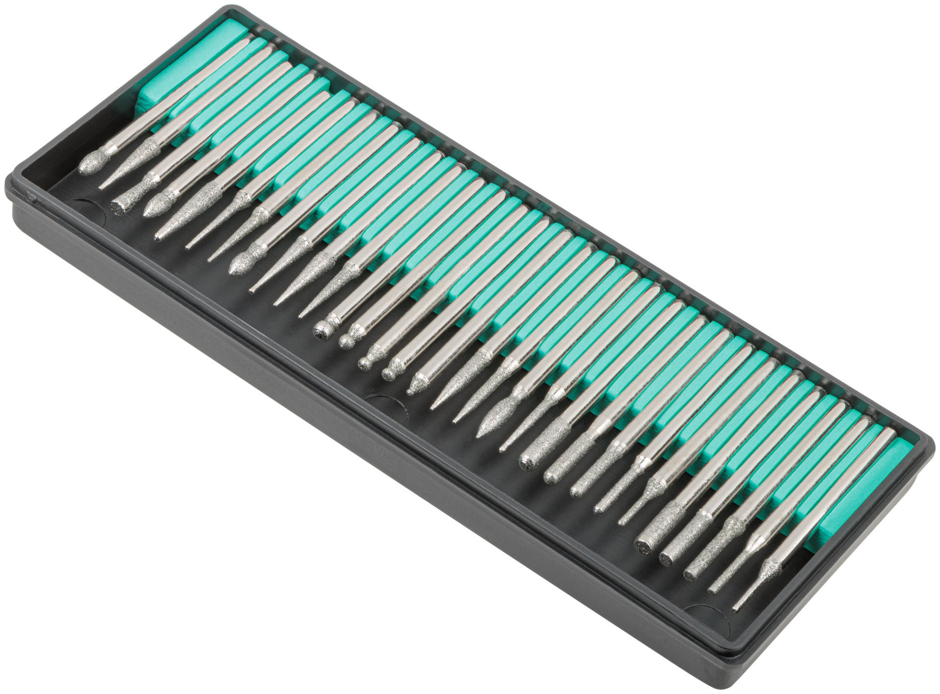 Шарошки, усиленная сталь с алмазным напылением, штифт диам. 3 мм, 30 шт. (36486)