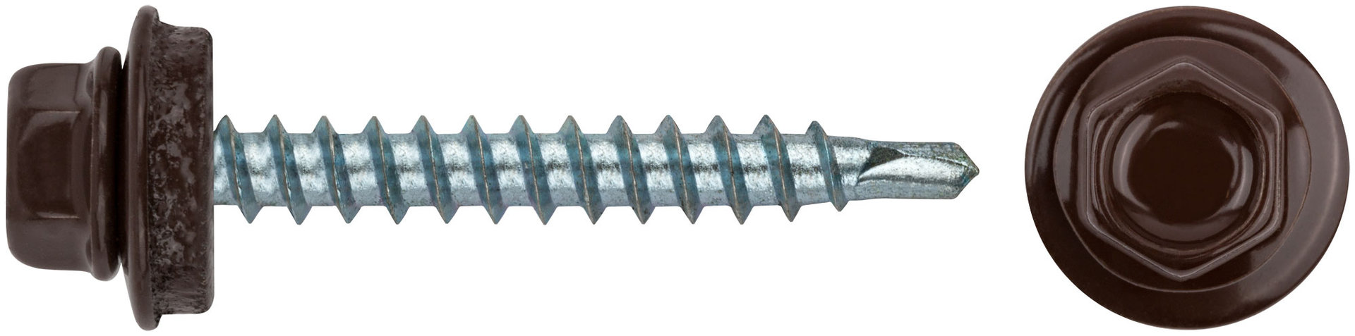 Шурупы кровельные со сверлом 4.8 х 38 коричневый, RAL 8017 250 шт. (фасовка) (23535-4)