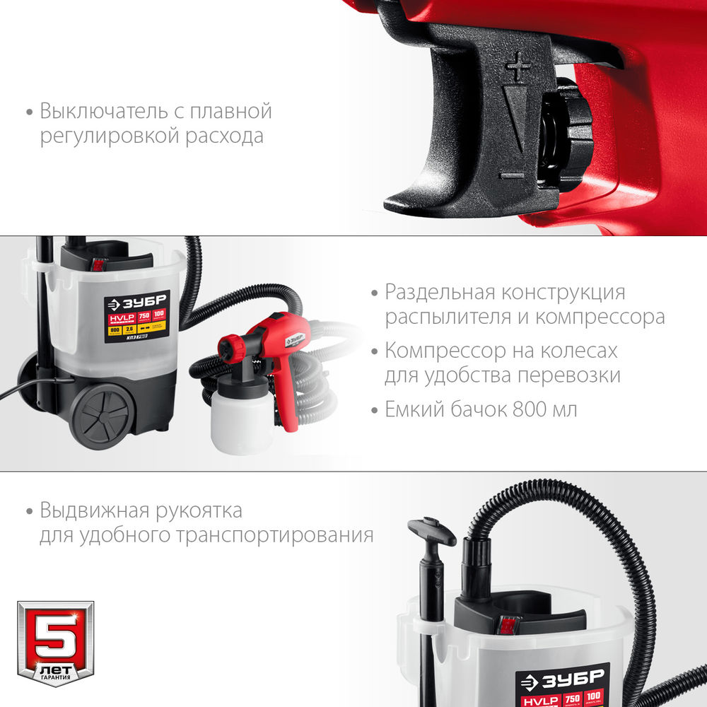 Краскопульт электрический воздушный 750 Вт ЗУБР КПЭ-750
