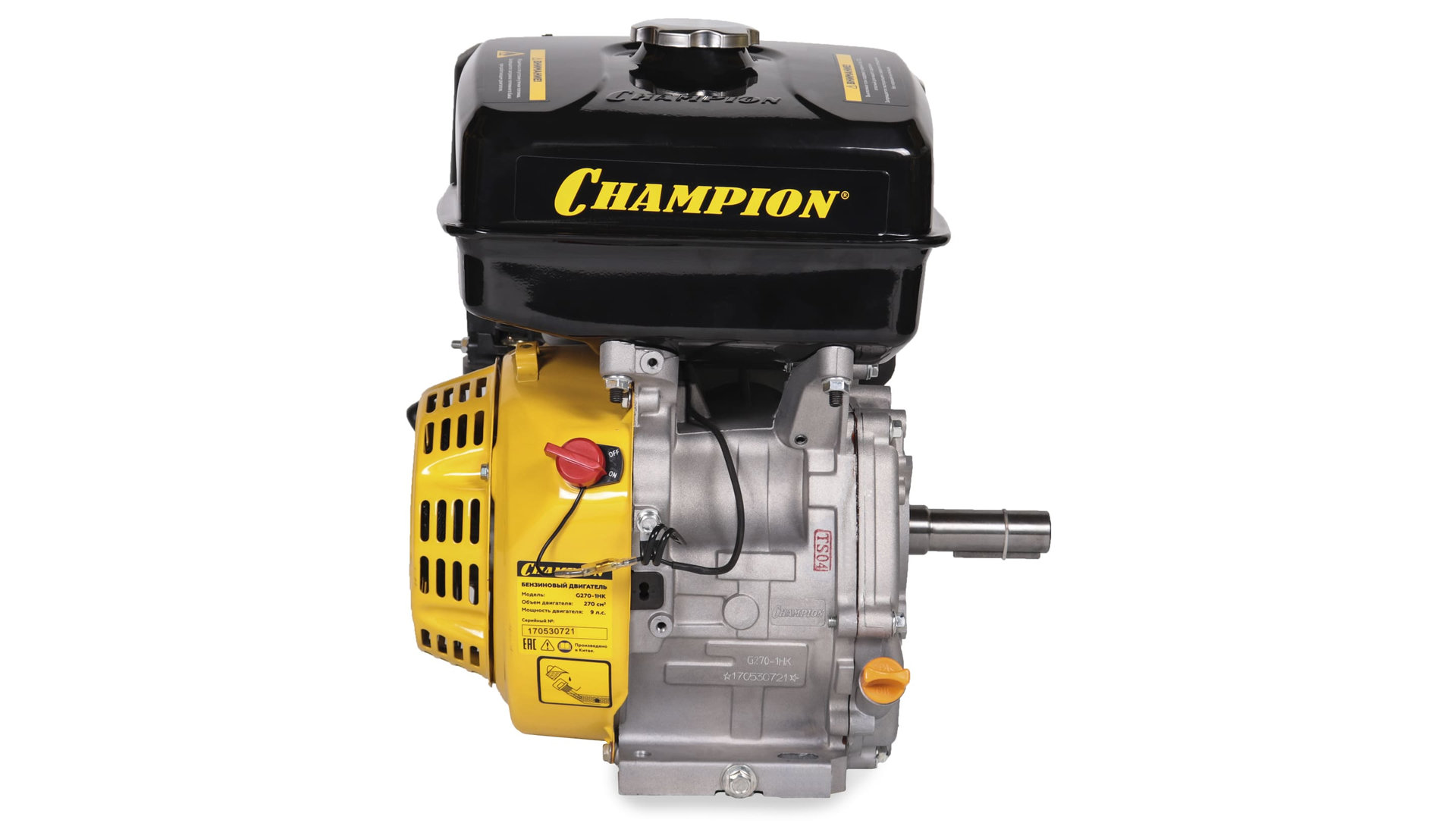 Двигатель 9лс/6,6кВт 270см? 25,4мм шпонка 24,6кг CHAMPION G270-1HK
