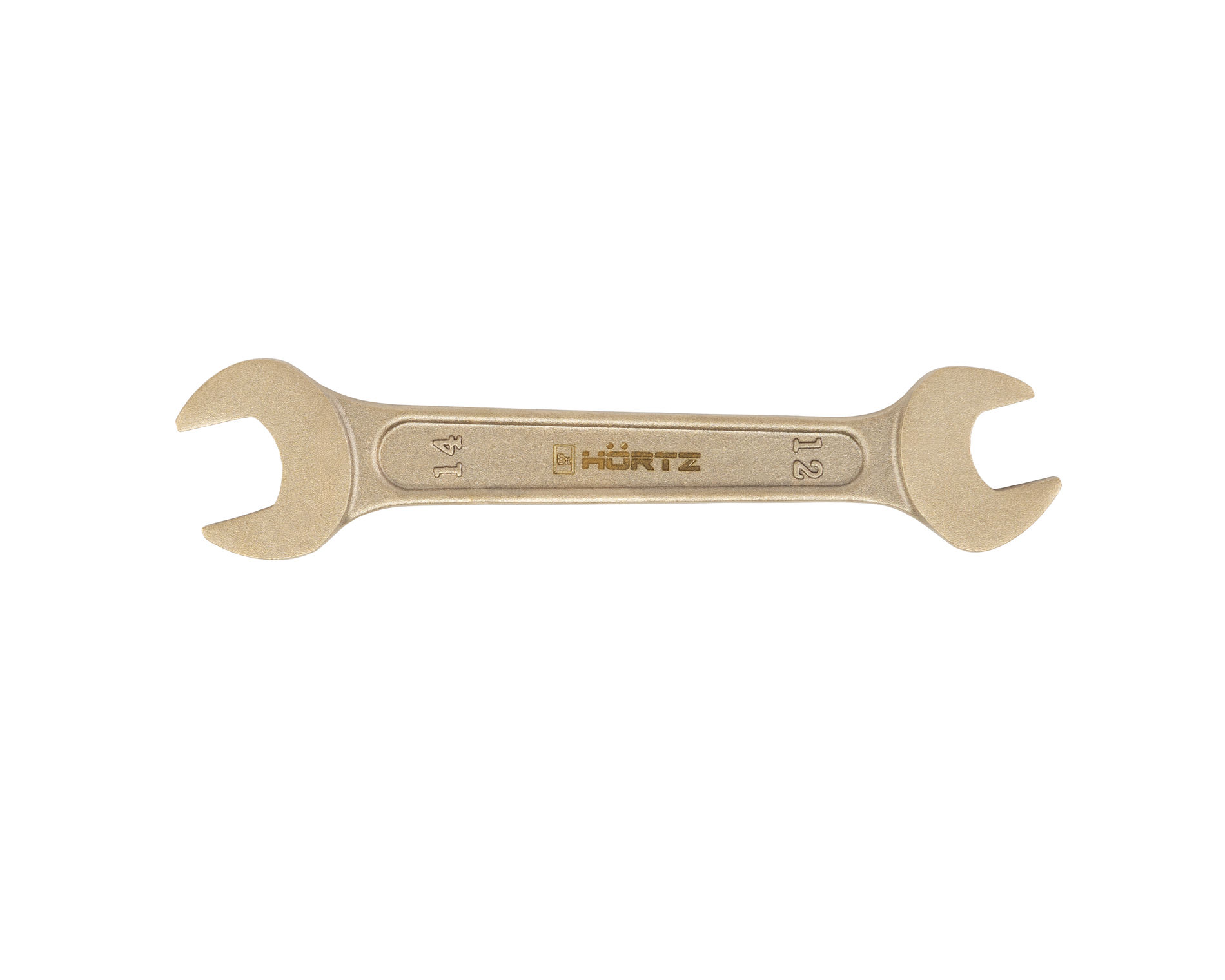 Ключ гаечный рожковый двусторонний 12х14 искробезопасный сплав AlCu 146-1214, HORTZ