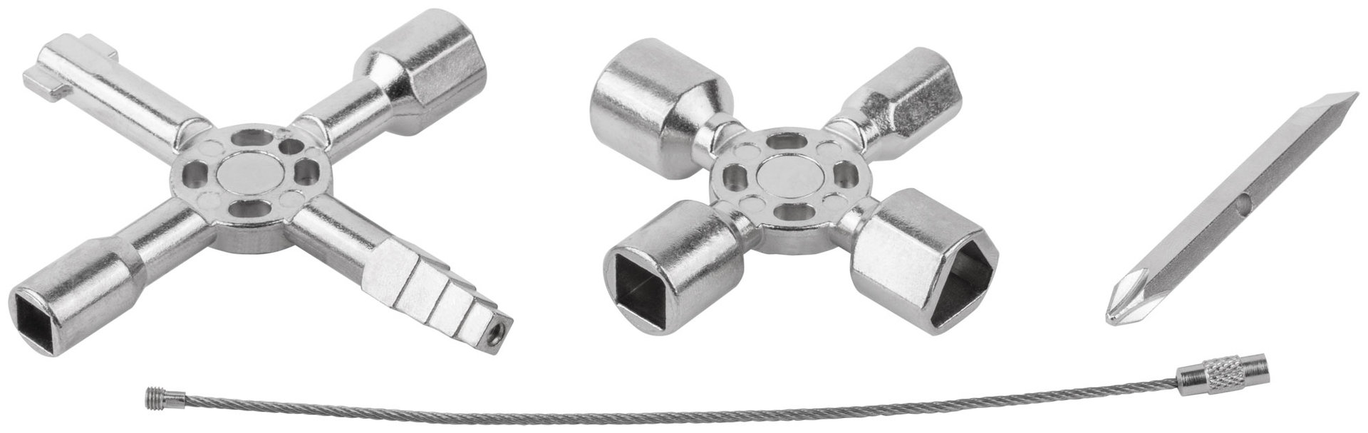 Ключ универсальный для электрошкафов 10-в-1, двусторонняя CrV бита РН2/SL7 (60110)