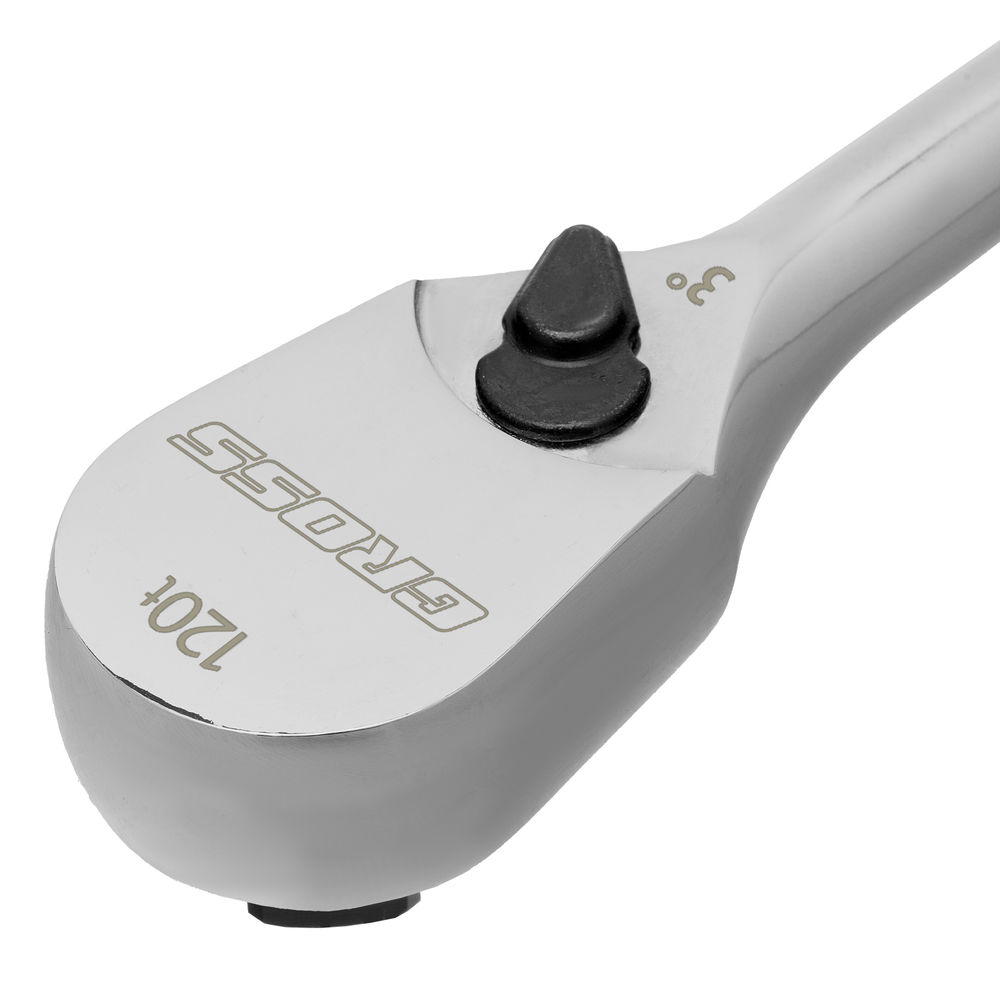 Ключ-трещотка 1/2, CrV, 120 зубьев, цельнометаллический, хром Gross