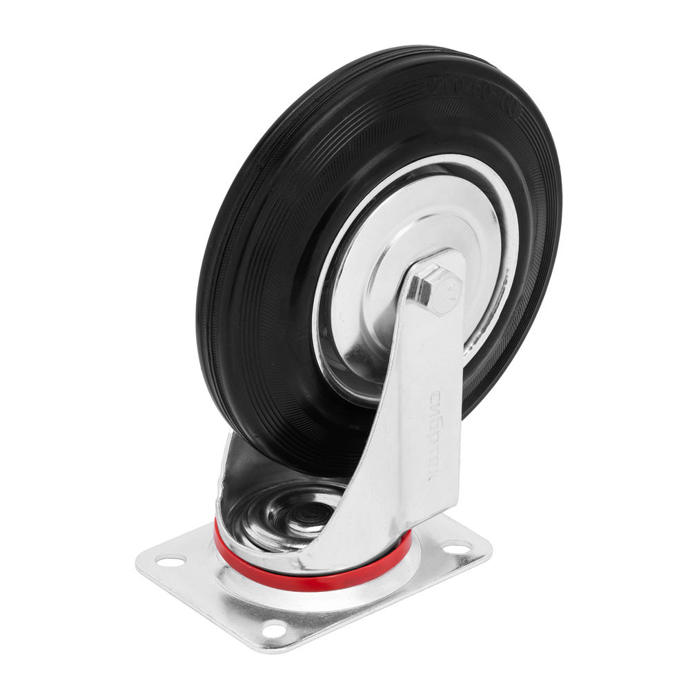 Колесо поворотное D 200 мм, крепление платформенное Сибртех (68718)