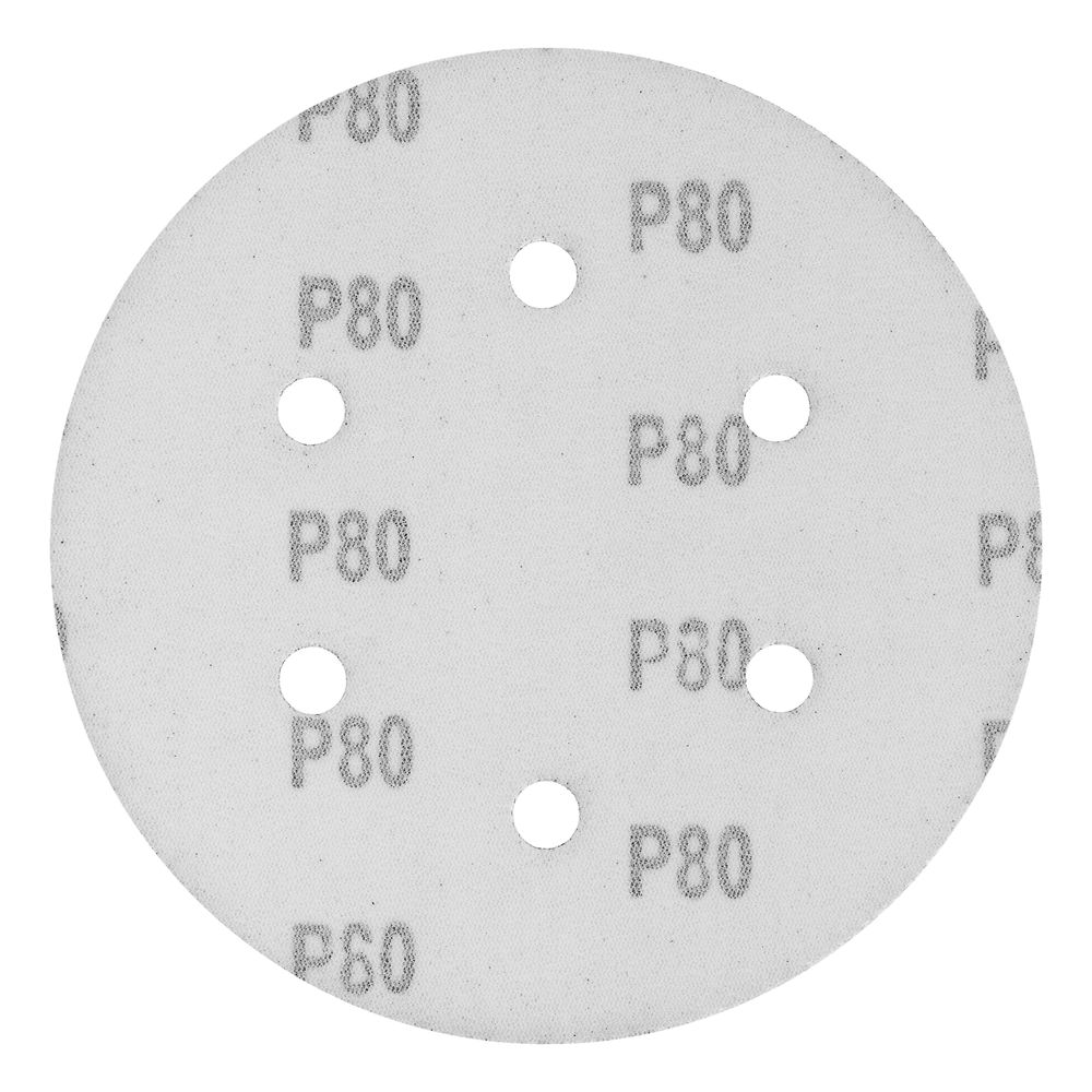 Круг абразивный на ворсовой подложке под липучку, перфорированный, P 80, 150 мм, 5 шт Matrix (73838)