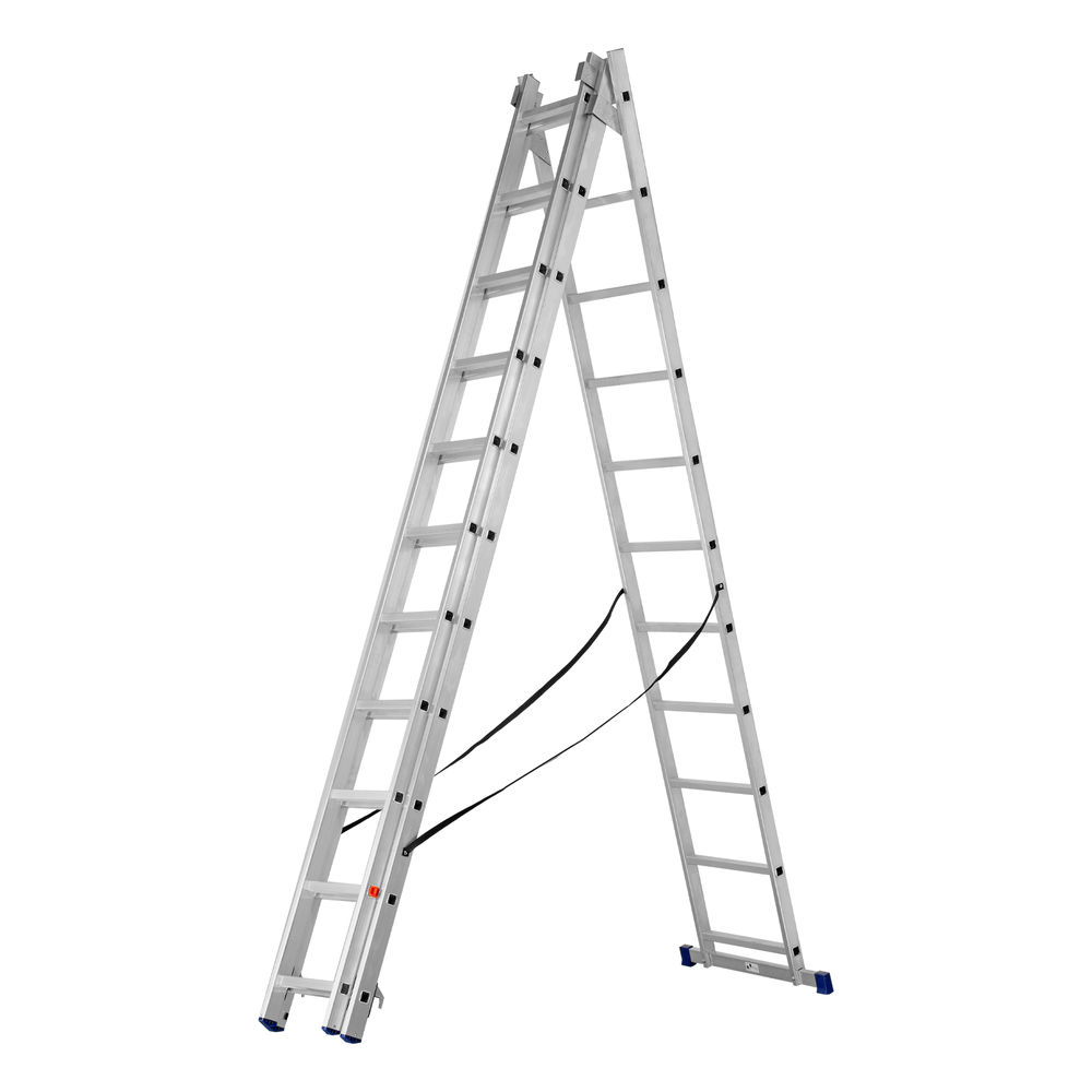 Лестница, 3 х 11 ступеней, алюминиевая, трехсекционная, Сибртех (97821)