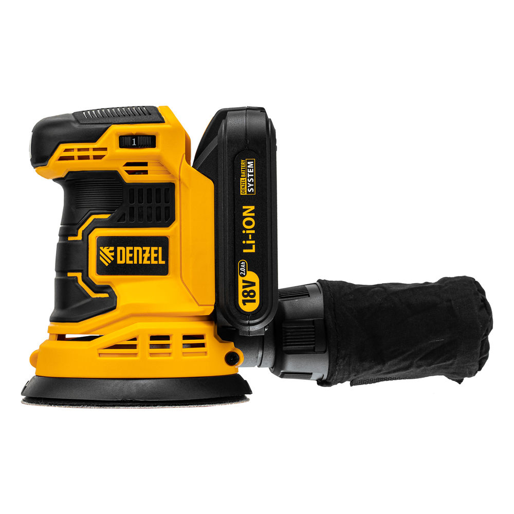 Машина шлифовальная эксцентриковая аккумуляторная COS-125, 18В Li-Ion Denzel (28470)