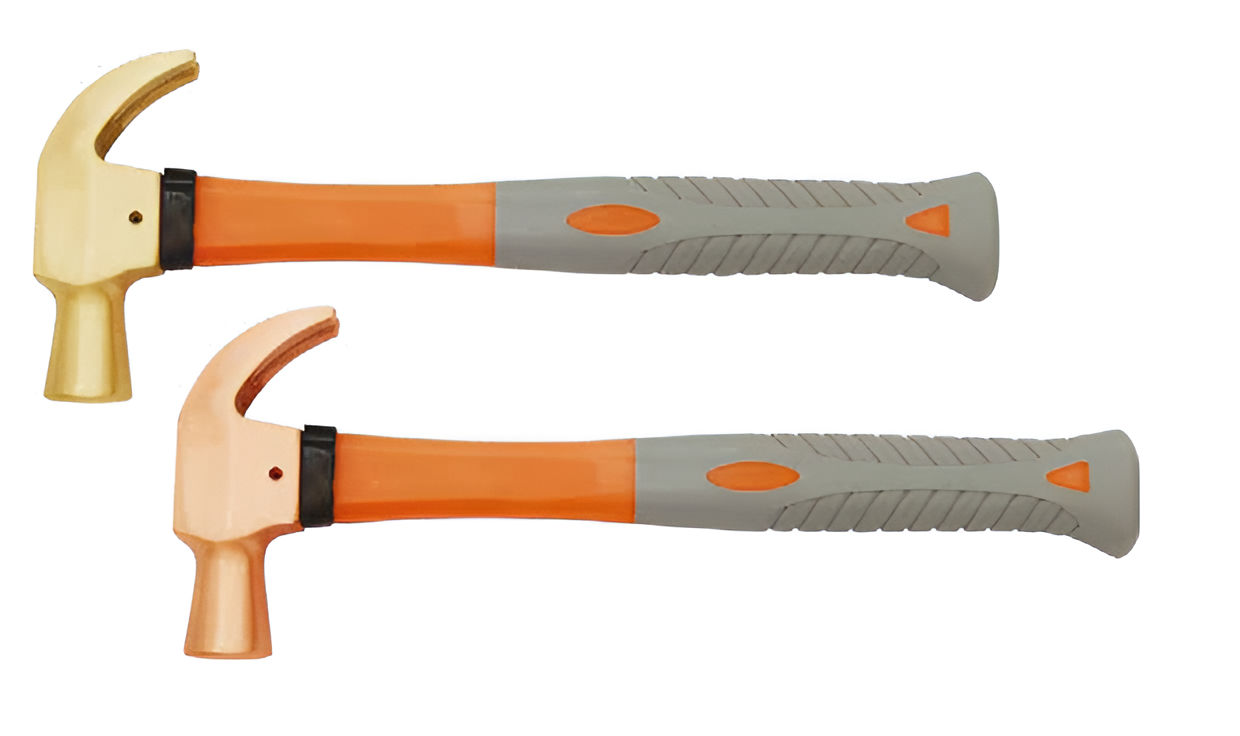 Молоток-гвоздодер 680 гр AlCu рукоятка фиберглас, искробезопасный 185-1006, HORTZ