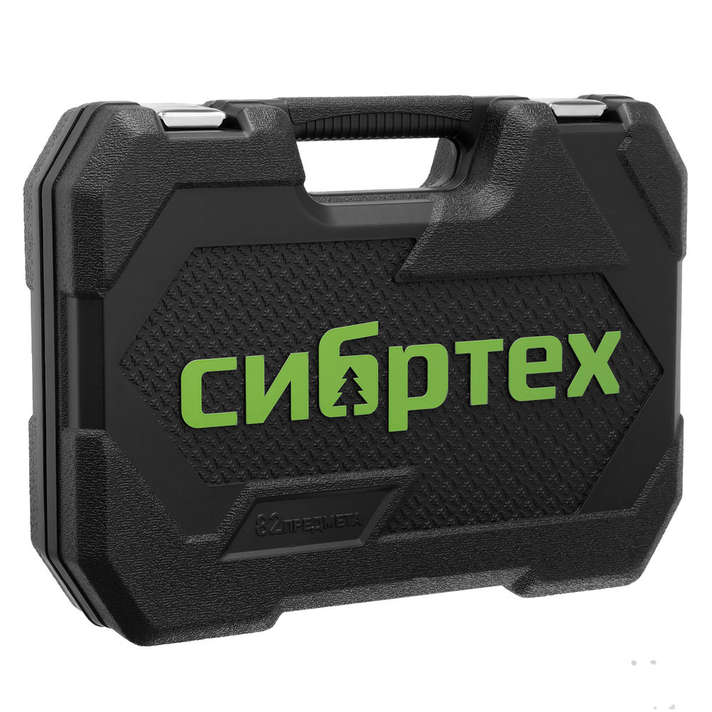Набор инструментов, 1/2, 1/4, пластиковый кейс, 82 предмета Сибртех