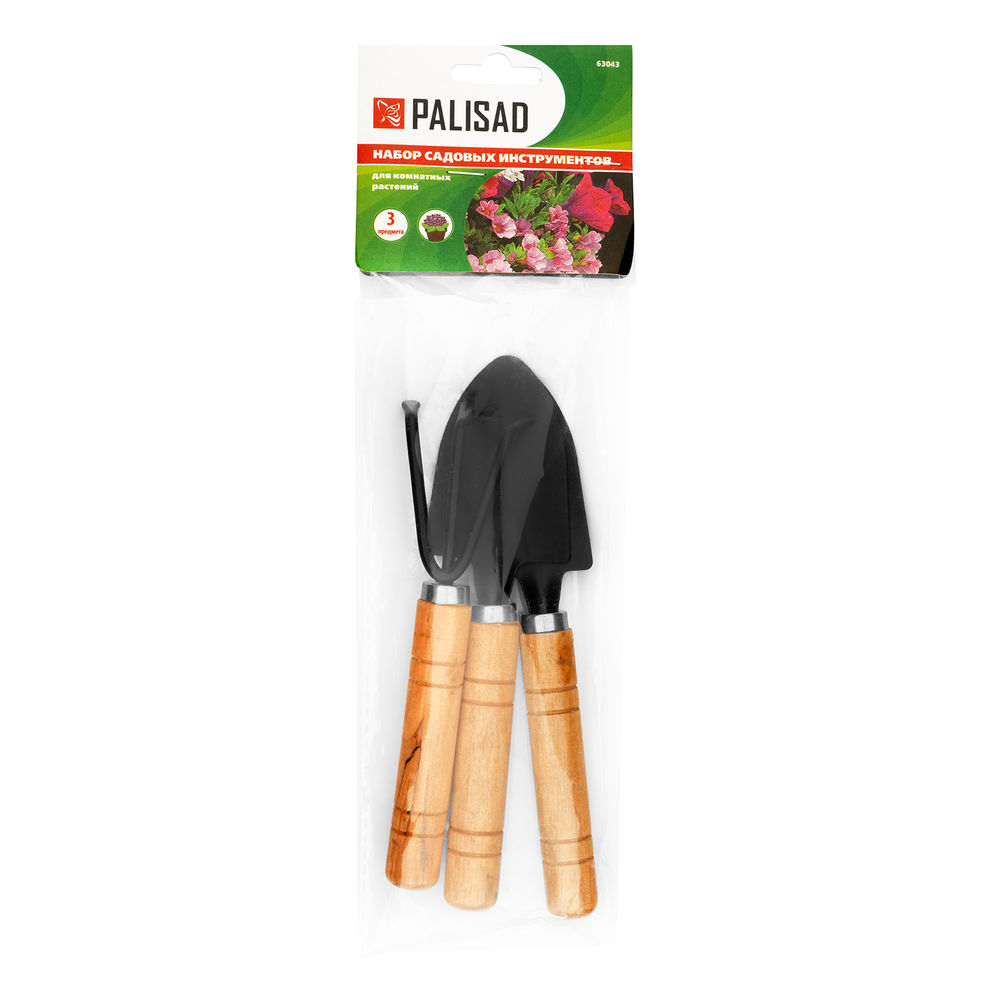 Набор по уходу за комнатными растениями, деревянные рукоятки, 3 предмета, Palisad (63043)