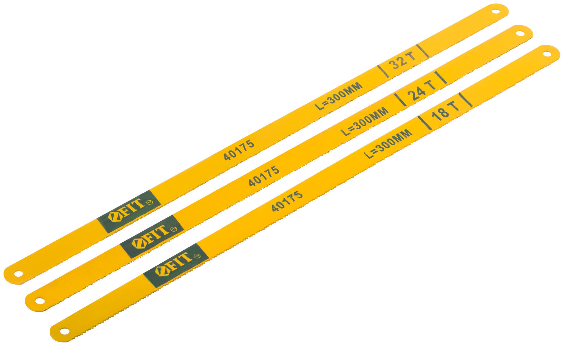 Полотна ножовочные по металлу, легированная сталь, 20 Cr, 300 мм, в блистере 3 шт. (18ТPI+24ТPI+32ТPI) (40175)