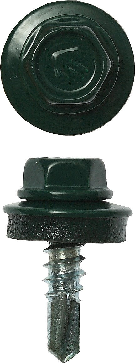 Саморез кровельный 19 х 5.5 мм, RAL 6005 зелёный насыщенный, 500 шт Профессионал СКМ 6005 ЗУБР 4-300315-55-019-6005