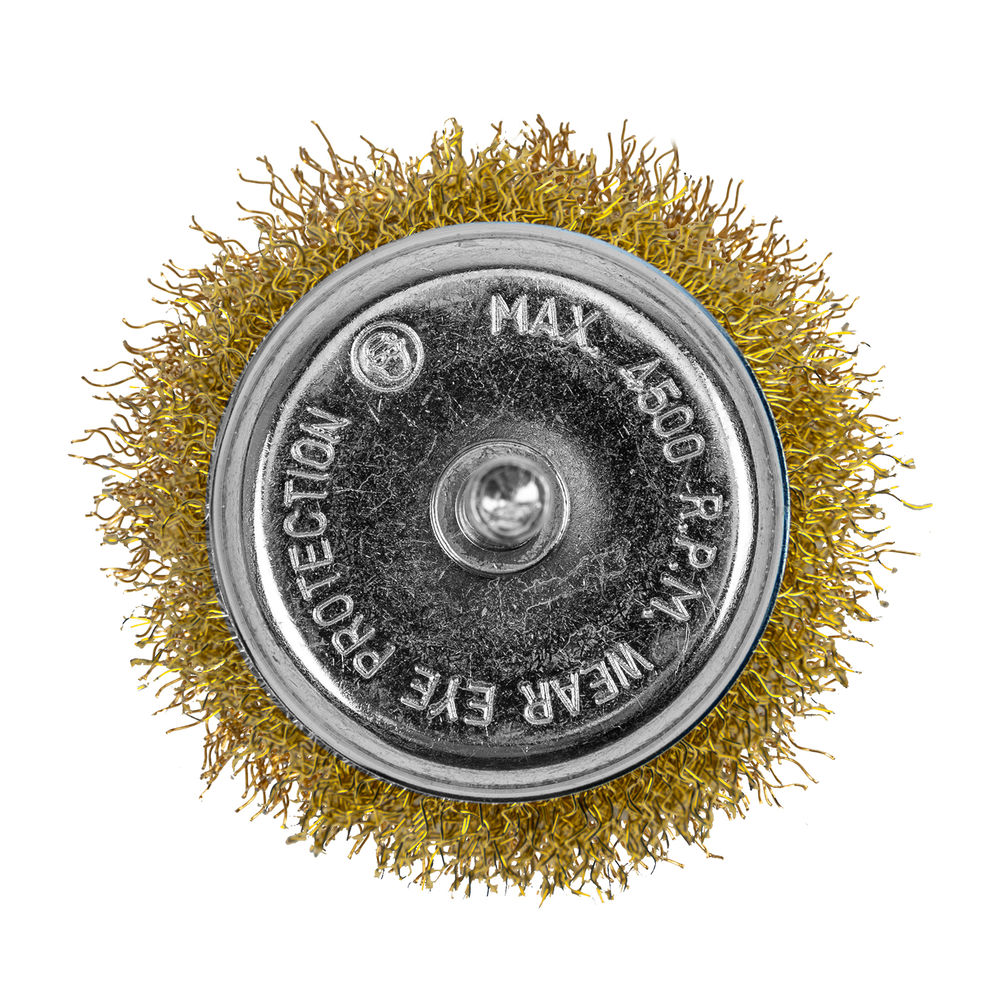 Щетка для дрели, 65 мм, чашка со шпилькой, латунированная витая проволока Matrix (74477)