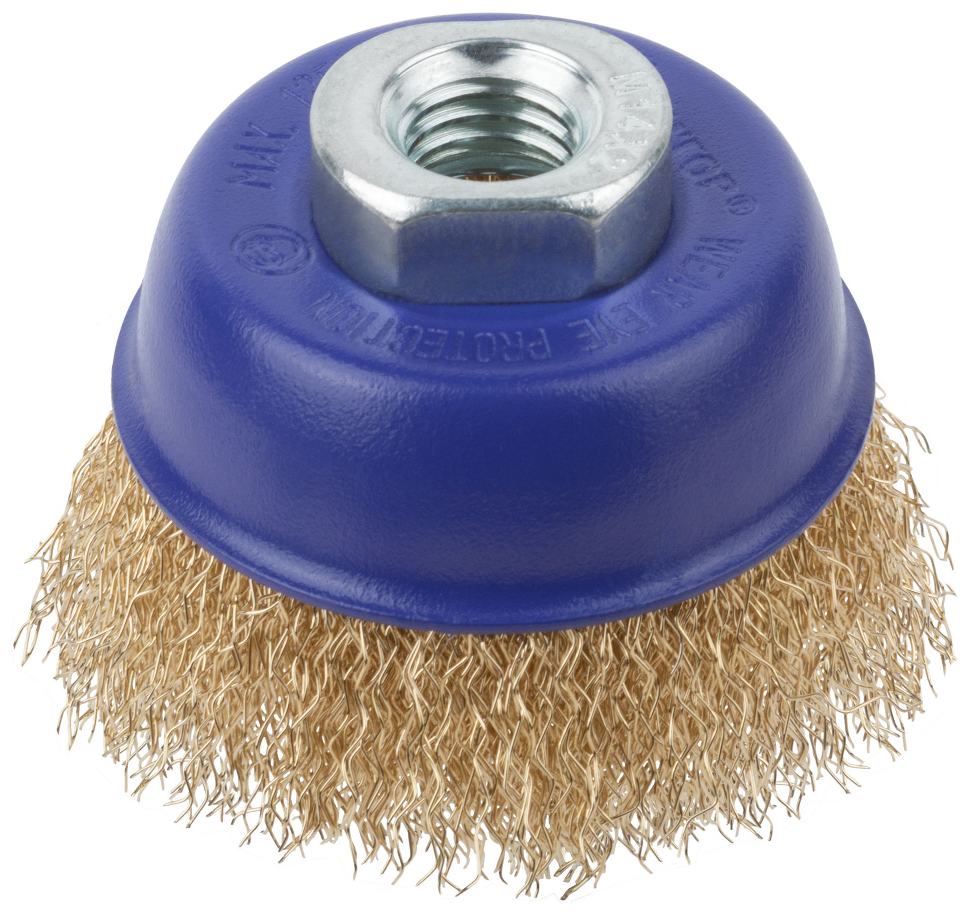 Щетка для УШМ, М14, тип Чашка, латун. витая проволока 0,3 мм, 65 мм, блистер, CUTOP Profi (82-893)