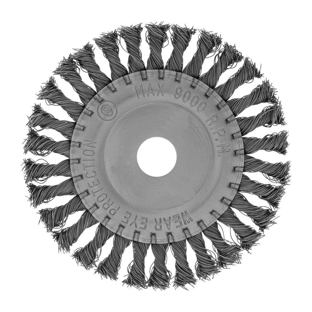 Щетка для УШМ 150 мм, посадка 22.2 мм, плоская, крученая металлическая проволока Сибртех (746347)