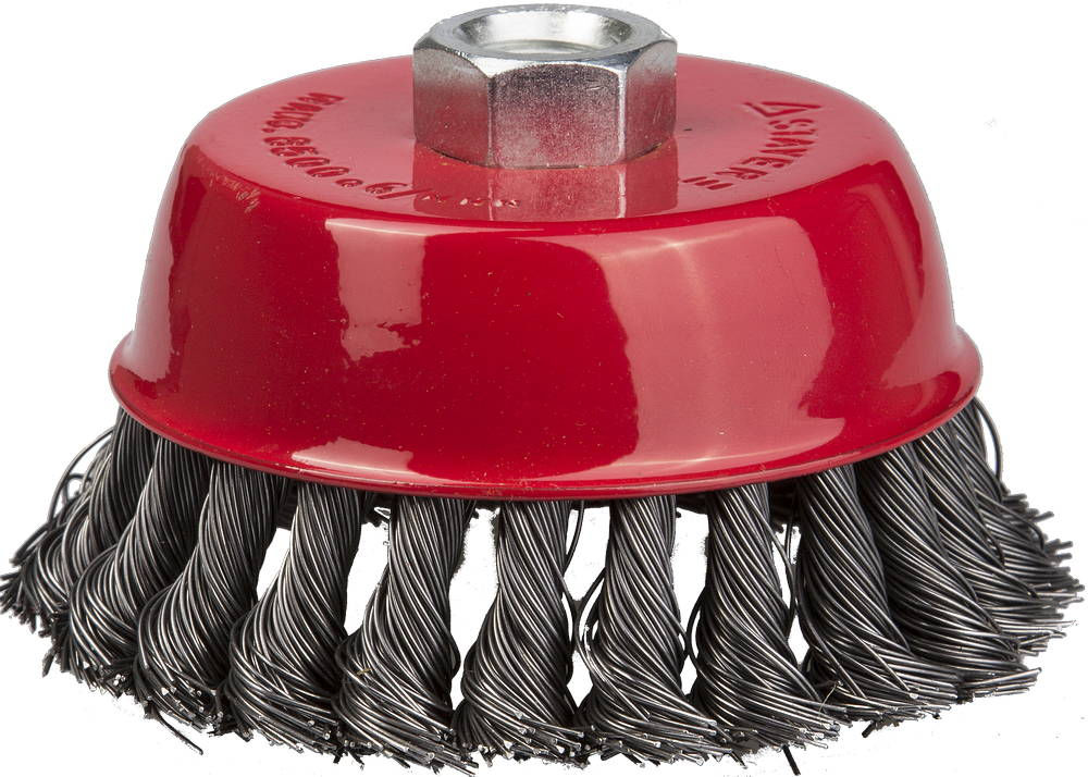 Щетка-крацовка чашечная для УШМ 100 мм, жгутированная стальная проволока 0.5 мм Professional STAYER 35128-100_z01