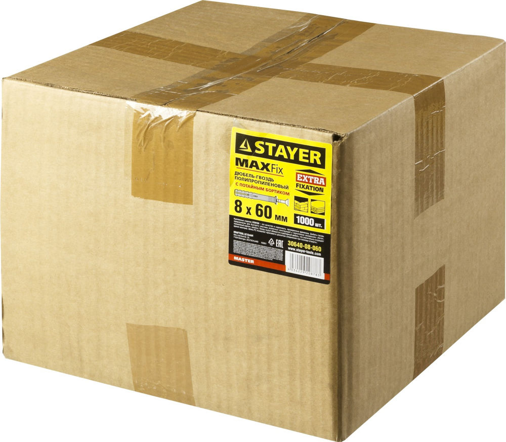 Дюбель-гвоздь 8 х 60 мм, потайной бортик, 1000 шт STAYER 30640-08-060