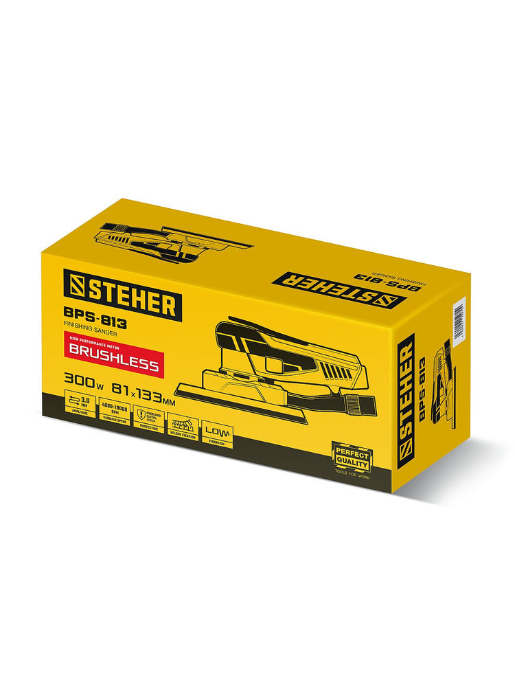 Машина плоскошлифовальная бесщеточная 81х133 мм, 300 Вт, 3 мм STEHER BPS-813