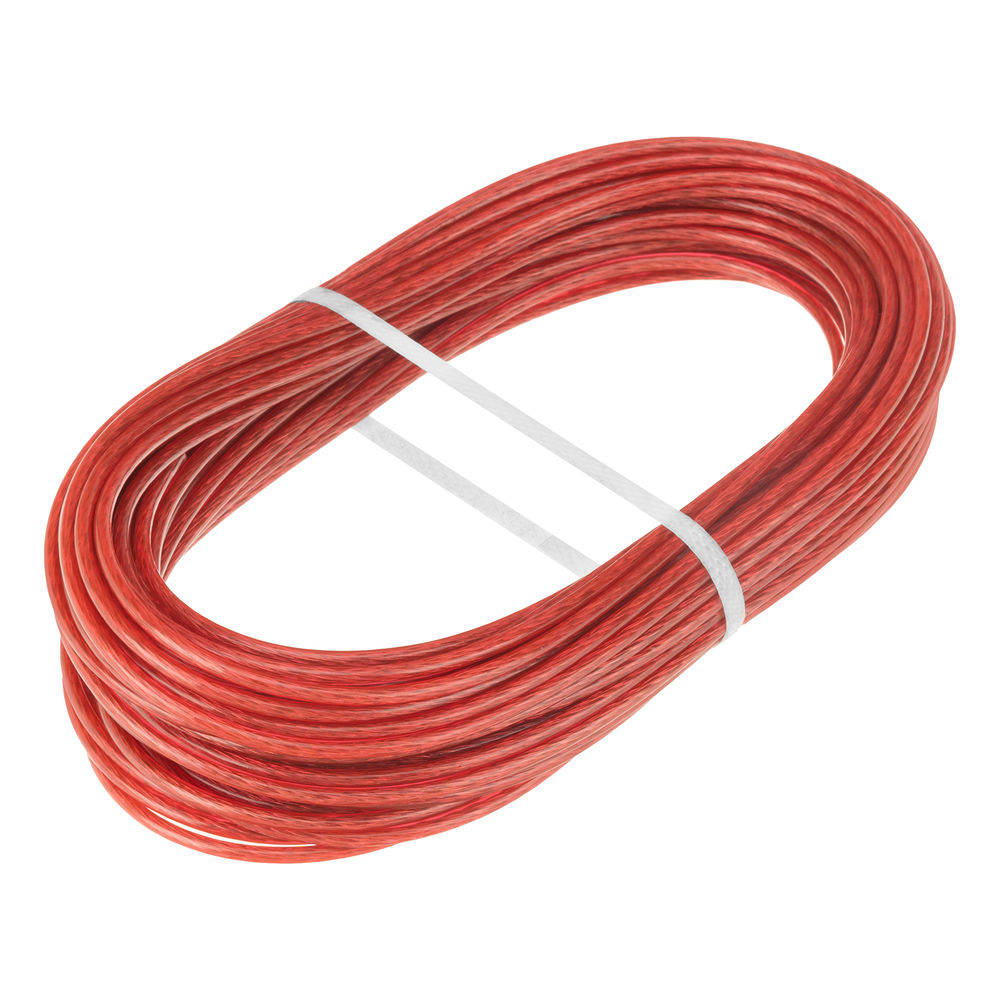 Трос металлополимерный красный ПР-3.0, толщина 3.0 мм, моток 20 метров Сибртех (47644)