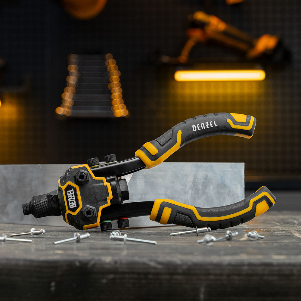 Заклепочник двуручный, заклепки 2,4-3,2-4,0-4,8-6,4 мм Denzel (40500)