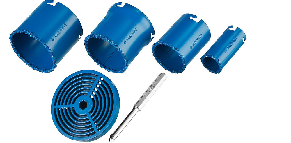 Набор кольцевых коронок 6 шт, 33, 53, 67, 73 мм, карбид вольфрама ЗУБР Профессионал 33350-H6_z01