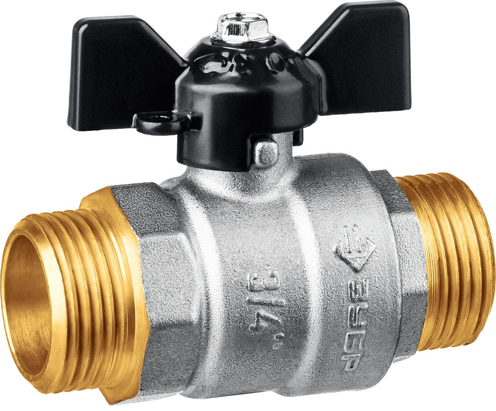 Шаровой кран полнопроходной d 3/4, ручка «бабочка», «папа-папа» ЗУБР 51327-3/4
