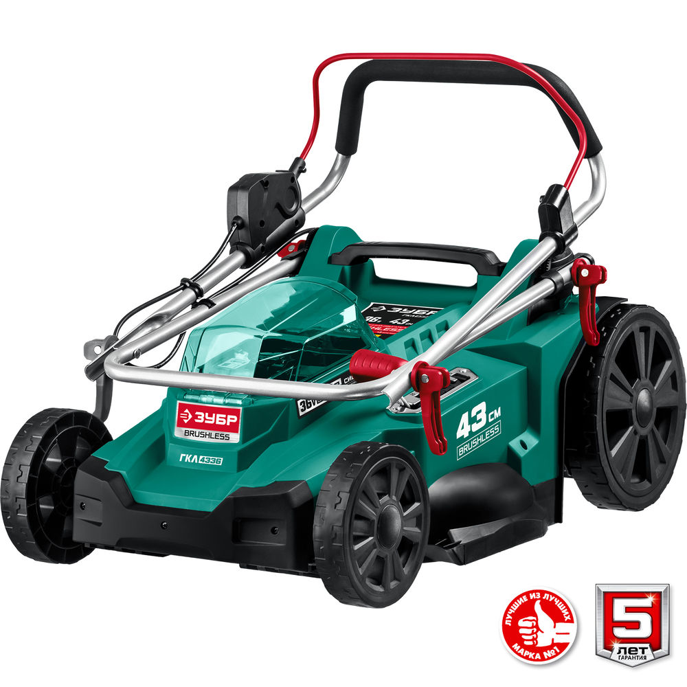Бесщеточная газонокосилка 36 В 43 см без АКБ ЗУБР С1-18 ГКЛ-4336