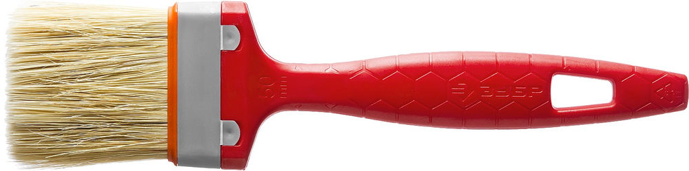 Кисть плоская 50 мм, 2, светлая натуральная щетина, пластмассовая ручка, все виды ЛКМ ЗУБР УНИВЕРСАЛ 01015-050