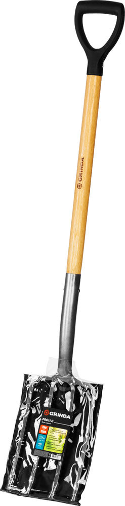 Вилы садовые 280 x 180 x 1200 мм, антикор. покрытие, деревянный черенок высш. сорт, с пластиковой рукояткой, PROLine GRINDA 39727