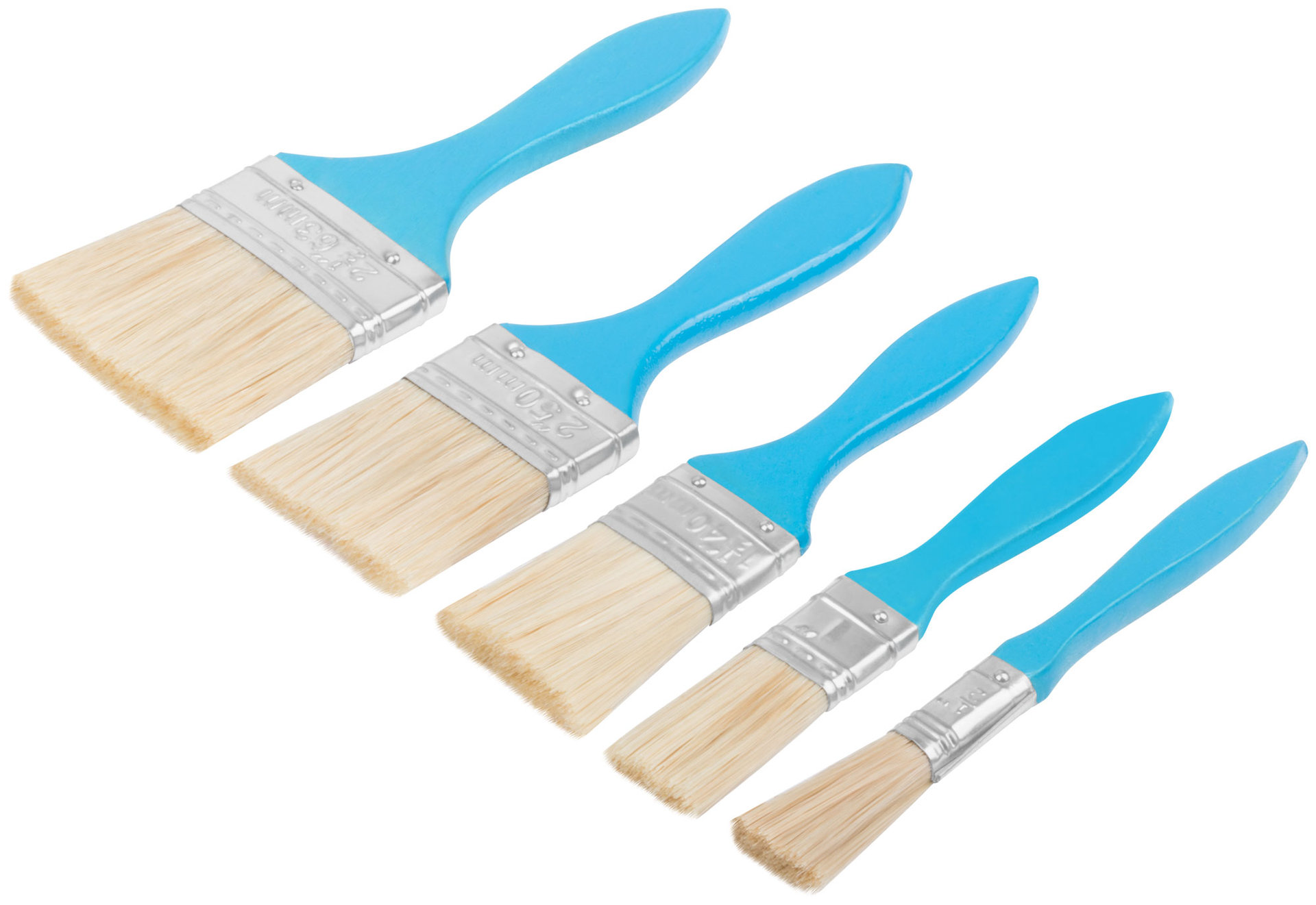 Кисти флейцевые, синяя ручка, набор 5 шт. (1/2, 1, 1,5, 2,2,5) (01502)