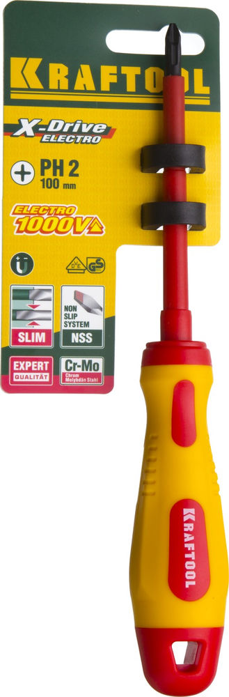 Отвертка высоковольтная PH2 х 100 мм KRAFTOOL 250084-2-100