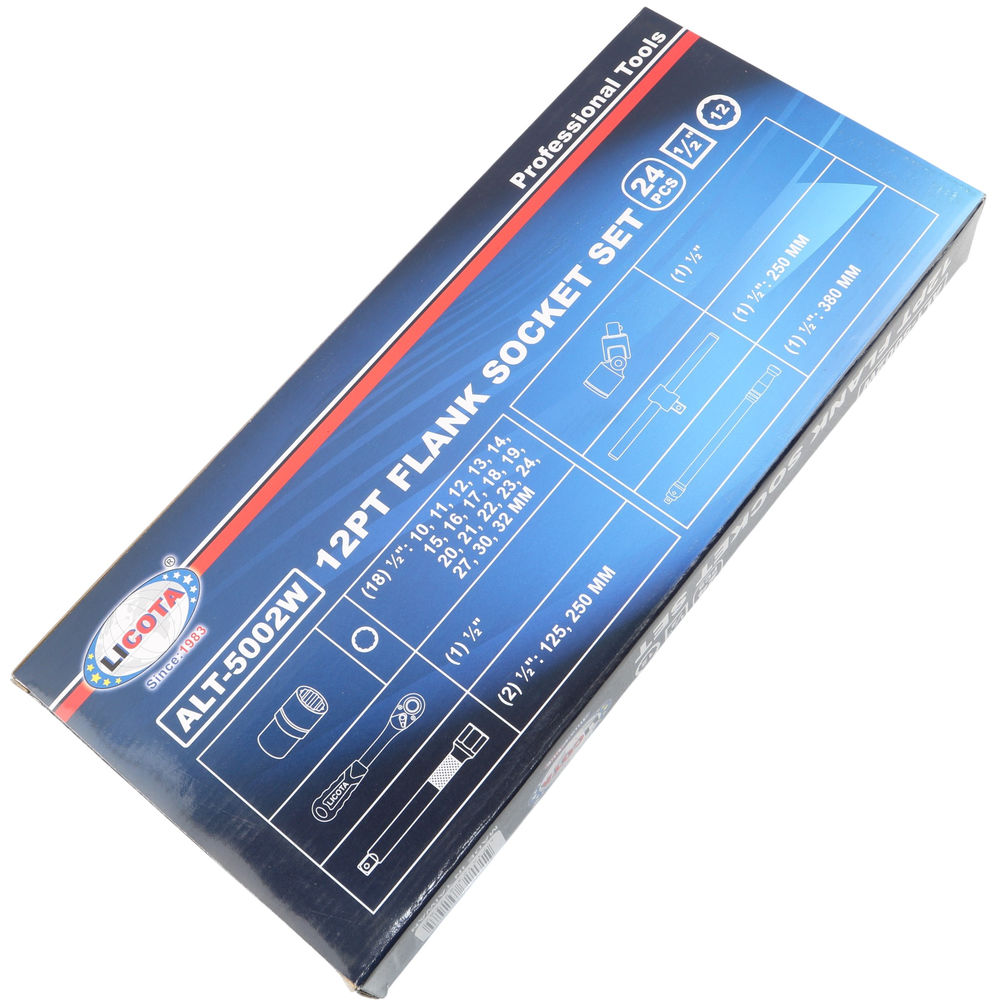 Licota ALT-5002W Набор торцевых головок 1/2 12-ти гранных 24 пр., 10-32 мм (ALT-5002W)