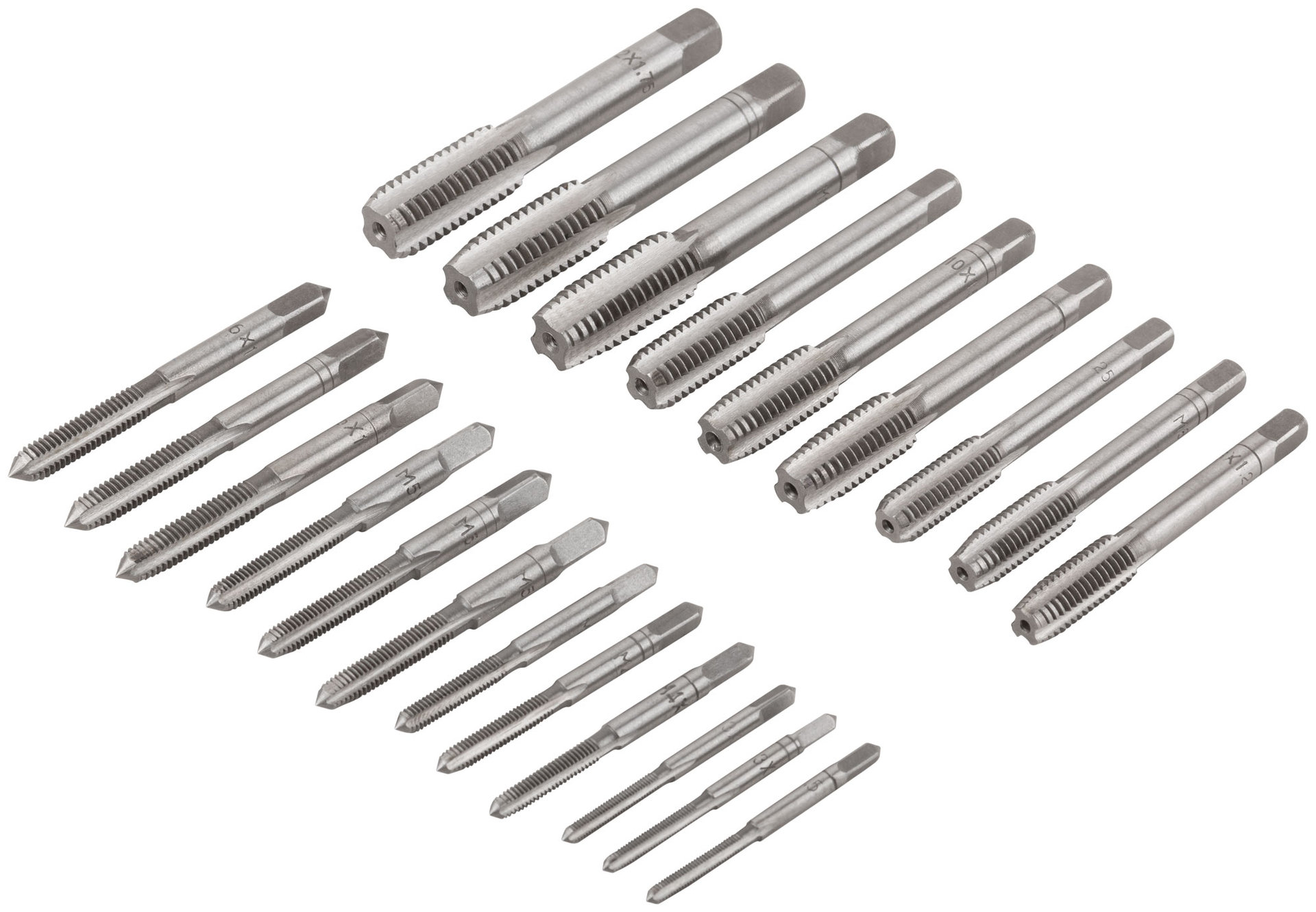 Метчики, легированная сталь Профи 21 шт. М3-М12, металлический кейс