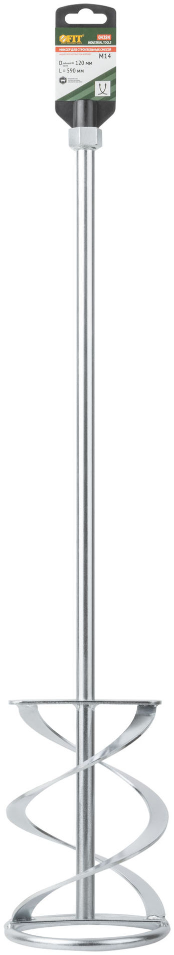 Миксер для тяжелых строительных смесей усиленный Профи, хвостовик М14, 120х590 мм (04284)