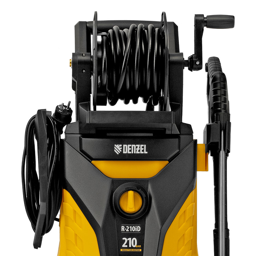 Моечная машина высокого давления R-210iD, 2600 Вт, 210 бар, 8.0 л/мин, асинхронный двигатель, барабан Denzel (58237)