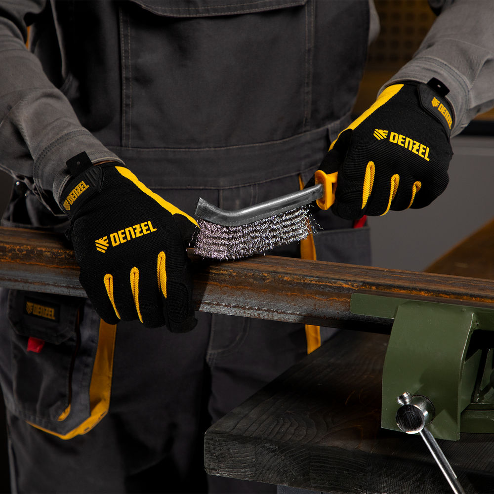 Щетка металлическая с пластмассовой ручкой, нержавеющая проволока DENZEL (748287)