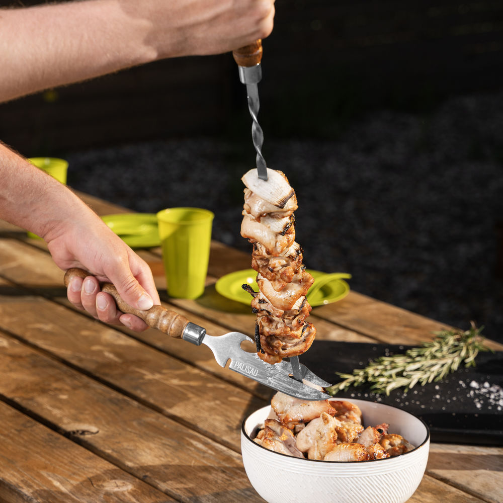 Шампур плоский, 650х10х2,5 мм, с деревянной рукояткой, нерж. сталь, Camping// Palisad (69751)