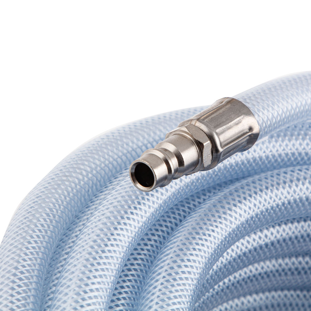 Шланг пневматический ПВХ, 10 x 16 мм, 18 бар, армированный, прозрачный, быстросъемное соединение, 15 м Stels (57025)