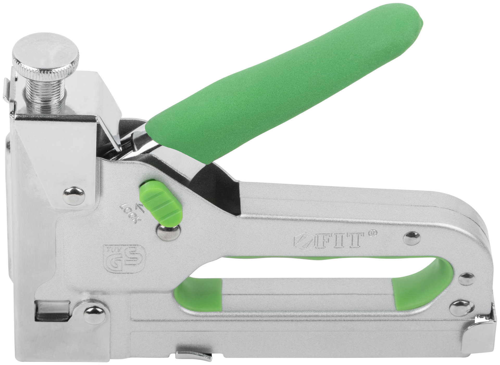 Степлер 5-в-1 для широких скоб тип 140, тип 53F, тип 28, тип 300, тип 500, 4-14 мм, регулировка силы удара, встроенный блокиратор (32153)