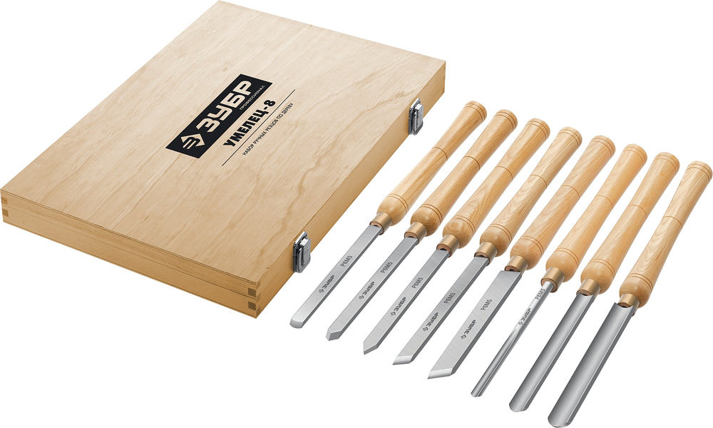 Набор ручных резцов по дереву 8 шт Р6М5 Профессионал ЗУБР УМЕЛЕЦ-8 18374