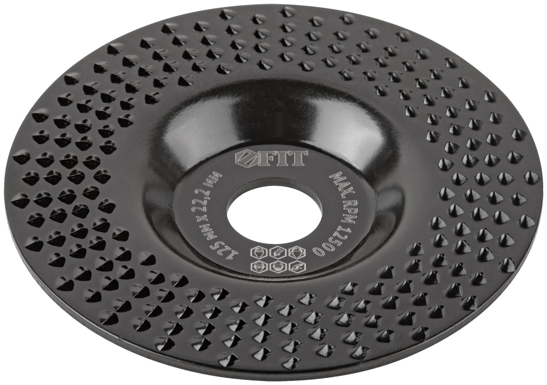 Диск обдирочный по дереву, плоский, посадочный диаметр 22,2 мм, 125 мм, грубая насечка (39527)