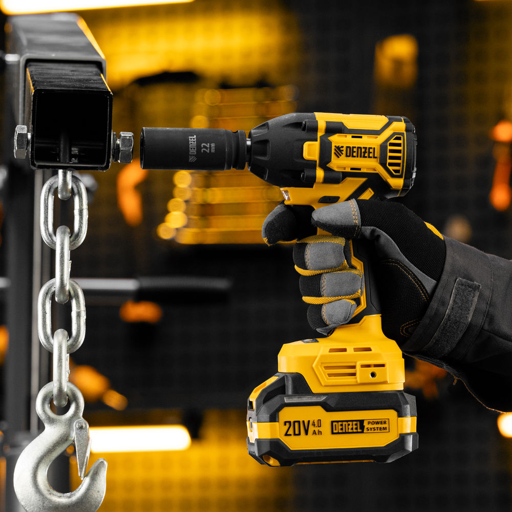 Гайковерт ударный аккумуляторный бесщет. CIWH-BL-20-350, Li-Ion, 20 В// Denzel (26520)